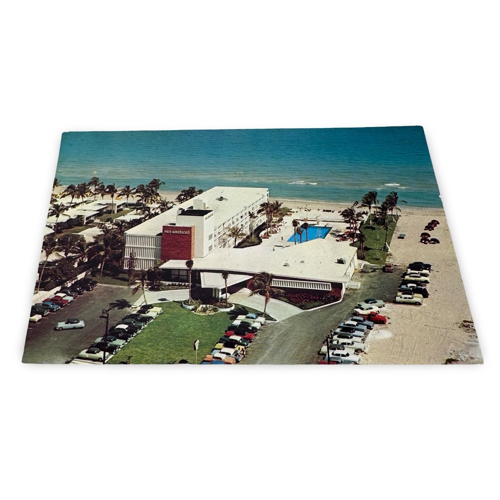 Vintage Pan American Motel Miami Beach Florida Aerial View Unused Postcard 68957
